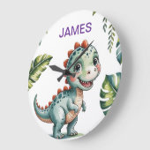 Horloge murale personnalisée Dinosaure - Mignonne  (Angle)
