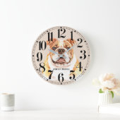 Horloge murale personnalisée en aquarelle Bulldog (Maison)