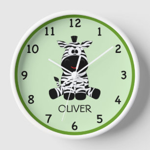 Horloge murale personnalisée enfant Zèbre mignon