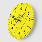 Horloge murale personnalisée grande cuisine jaune (Angle)