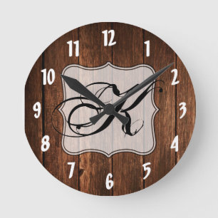 Horloge murale personnalisée Grange Bois Pays rust