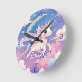 Horloge murale personnalisée Licorne Arc-en-ciel (Angle)
