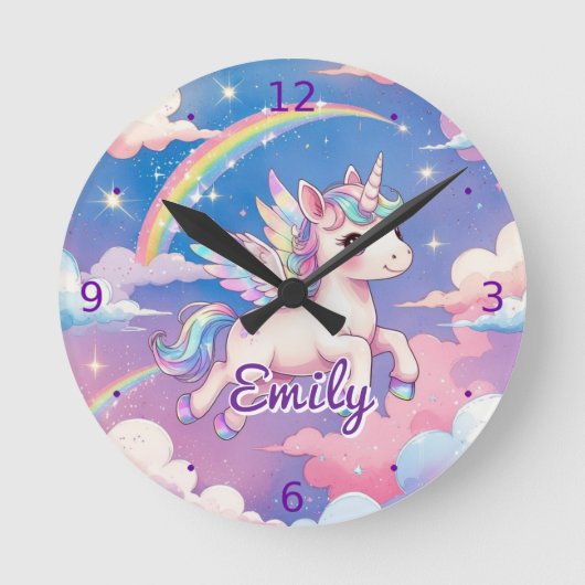 Horloge murale personnalisée Licorne Arc-en-ciel (Recto)