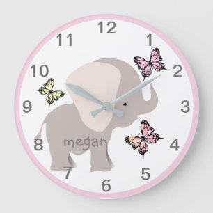Horloge murale personnalisée pour bébé éléphant pa