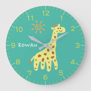 Horloge murale personnalisée pour enfants Girafe &