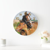 Horloge murale personnalisée pour le cheval et le  (Maison)
