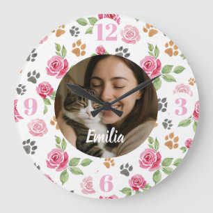 Horloge murale personnalisée pour maman chat avec 