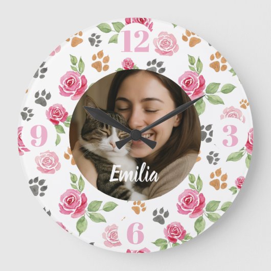 Horloge murale personnalisée pour maman chat avec (Recto)