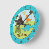 Horloge murale personnalisée pour nurserie de dino (Angle)