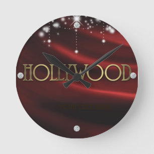 Horloge murale personnalisée Red & Gold Hollywood 