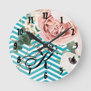 Horloge murale personnalisée Rose géométrique Chev