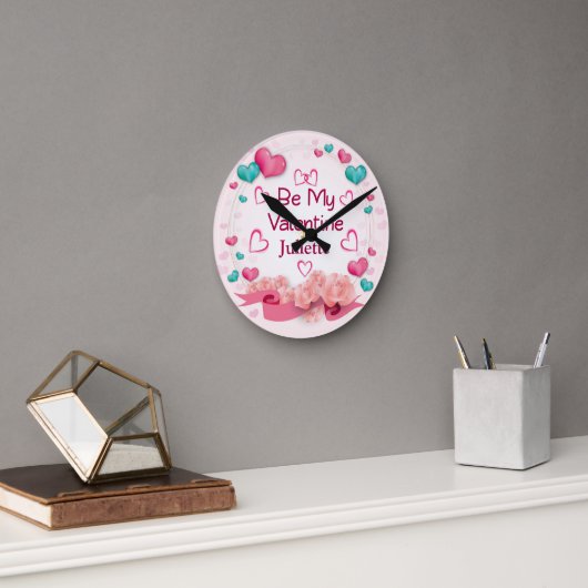 Horloge murale personnalisée 'Sois mon Valentin' (Bureau)
