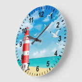 Horloge murale phare de plage mouette (Angle)