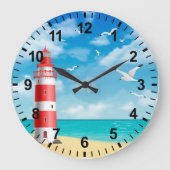 Horloge murale phare de plage mouette (Recto)