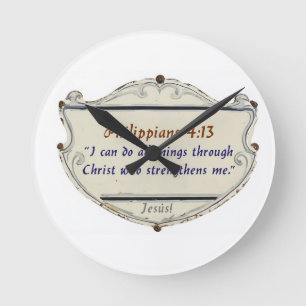 Horloge murale Philippiens 4:13 Bouclier