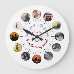 Horloge murale photo familiale personnalisée avec
