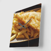 Horloge murale Poisson et Chips (Angle)