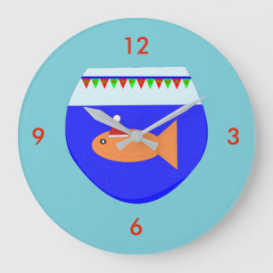 Horloge murale poisson rouge de fête de Noël en or