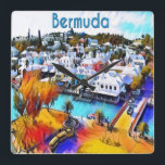 Horloge murale Pop Art Bermudes<br><div class="desc">Neon Pop Art 4544 Bermuda horloge murale Une belle photo de paysage du centre-ville de St. George Bermuda est transformée en une horloge murale colorée Neon Pop Art carré. Par celeste@khoncepts.com</div>
