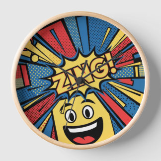 Horloge murale Pop Art - Gras Rouge, Jaune et Bleu