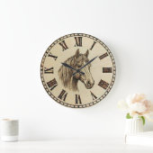 Horloge murale portrait de cheval - Élégance rusti (Maison)