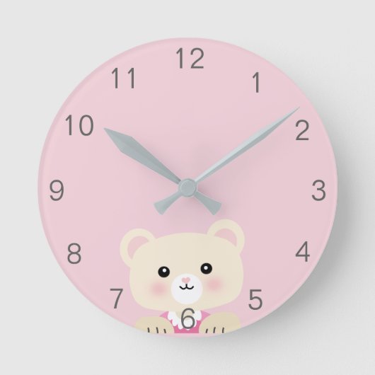 Horloge murale pour chambre de bébé ourson mignon (Recto)
