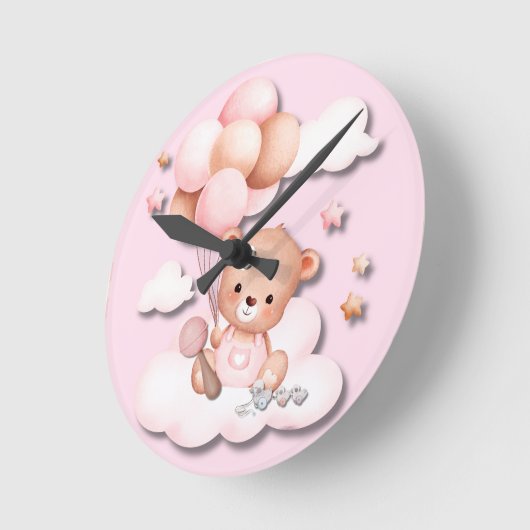 Horloge murale pour chambre d'enfant ourson en pel (Angle)