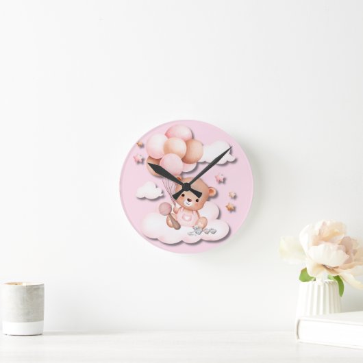 Horloge murale pour chambre d'enfant ourson en pel (Maison)