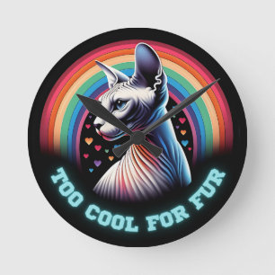 Horloge murale pour chat Sphynx trop cool citation