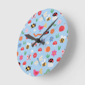 Horloge murale pour enfants avec de jolis insectes (Angle)