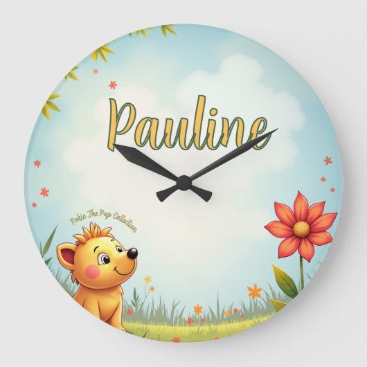 horloge murale pour enfants personnalisée - nom cu (Recto)