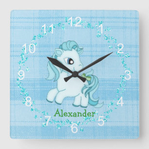 Horloge murale pour la nurserie Little Blue Pony