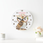 Horloge murale pour nurserie avec hibou et couronn (Maison)