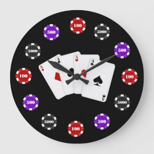 Horloge murale pour salle de jeu de jetons de poke