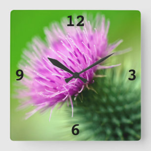 Horloge murale pourpre d'acrylique de fleur de