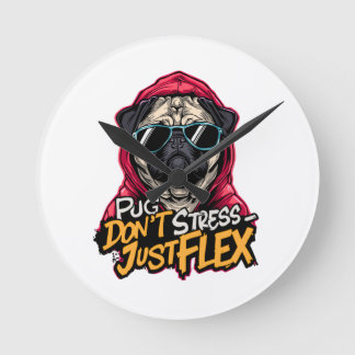 Horloge murale Pug Graffiti – “Pug Don’t Stress ”