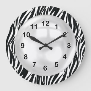 Horloge murale rayée zèbre noir et blanc