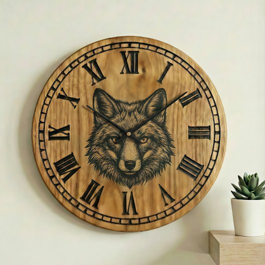 Horloge murale renard - Style bois faune