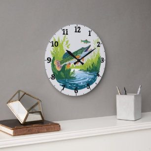 Horloge murale représentant un brochet trophée pou