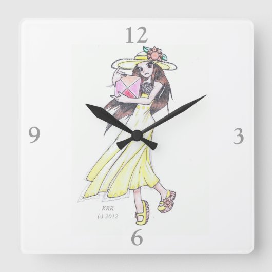 Horloge murale représentant une fille en robe jaun (Recto)
