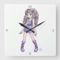 Horloge murale représentant une fille en robe viol