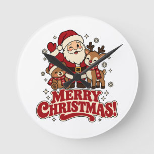 Horloge murale rétro Santa Joyeux Noël