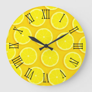 Horloge murale romaine jaune graphique de tranche
