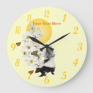 Horloge murale ronde #2 de mouffette, de papillon