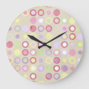 Horloge murale ronde à pois roses