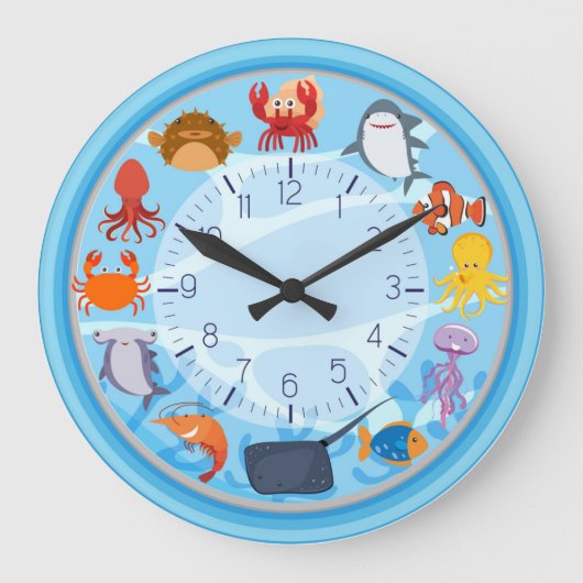 Horloge murale ronde bleue de créature mignonne de (Recto)