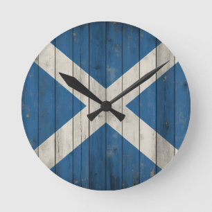 Horloge murale ronde bleue Saltire écossais Écos