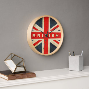 Horloge murale ronde britannique de Grunge Union J