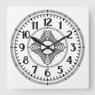 Horloge murale ronde classique Art Deco noir et bl