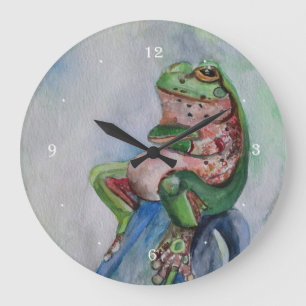 Horloge murale ronde d'aquarelle de grenouille